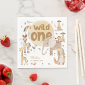 Wild one safari dieren kinderen verjaardag servet (Insitu)