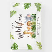 Wild One Safari Dieren Kinderen Verjaardag Spandoek (Verticaal)