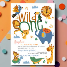 Wild one safari dieren kinderen verjaardagsfeestje