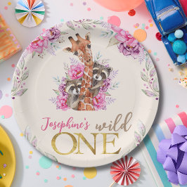 Wild one safari dieren kinderen verjaardagsfeestje papieren bordje