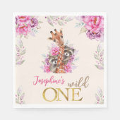 Wild one safari dieren kinderen verjaardagsfeestje servet (Voorkant)