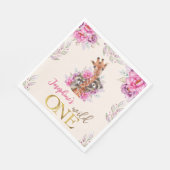 Wild one safari dieren kinderen verjaardagsfeestje servet (Hoek)