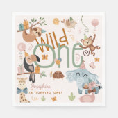 Wild one safari dieren kinderen verjaardagsfeestje servet (Voorkant)