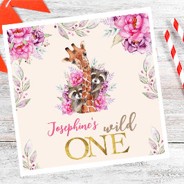 Wild one safari dieren kinderen verjaardagsfeestje servet