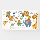 Wild one safari dieren kinderen verjaardagsfeestje spandoek (Horizontaal)