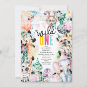 Wild ONE' Safari Dieren Koel 1e Verjaardag Kaart (Voorkant)