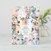 Wild ONE' Safari Dieren Koel 1e Verjaardag Kaart (Staand voorkant)