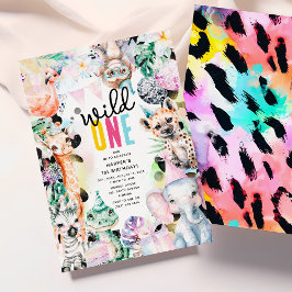 Wild ONE' Safari Dieren Koel 1e Verjaardag Kaart