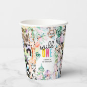 Wild ONE' Safari Dieren Koel 1e Verjaardag Papieren Bekers (Achterkant)