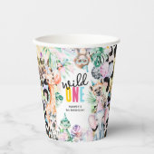 Wild ONE' Safari Dieren Koel 1e Verjaardag Papieren Bekers (Voorkant)
