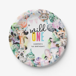 Wild ONE Safari Dieren Koel 1e Verjaardag Papieren Bordje