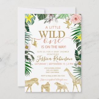 Wild One Safari Dieren Meisje Baby Borrel Kaart