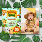 Wild One - Safari Dieren met foto-uitnodiging Kaart