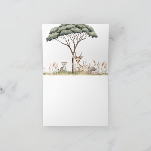 Wild One Safari Dieren Neutraal Baby shower Blank Bedankkaart (Binnen)