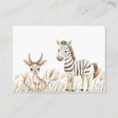 Wild One Safari Dieren Neutraal Baby shower Informatiekaartje (Achterkant)