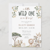 Wild One Safari Dieren Neutraal Baby shower Kaart (Voorkant)