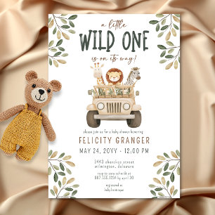 Wild One Safari Dieren Neutraal Baby shower Kaart