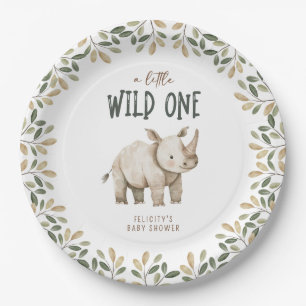 Wild One Safari Dieren Neutraal Baby shower Papieren Bordje