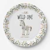 Wild One Safari Dieren Neutraal Baby shower Papieren Bordje (Voorkant)