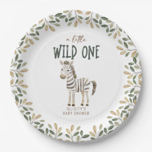Wild One Safari Dieren Neutraal Baby shower Papieren Bordje