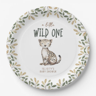 Wild One Safari Dieren Neutraal Baby shower Papieren Bordje
