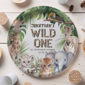 Wild one Safari dieren oerwoud boy 1e verjaardag Papieren Bordje
