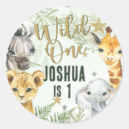 Wild One Safari Dieren Ronde Stickers