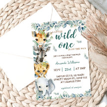 Wild One Safari Dieren Salie Groene Baby Shower