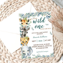 Wild One Safari Dieren Salie Groene Baby Shower Kaart