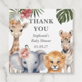 Wild One Safari Dieren Schattige Baby Meisje Douch Bedankjes Labels (Voorkant)