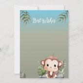 Wild One Safari Dieren Schattige Monkey 1e Verjaar Kaart (Achterkant)