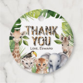 Wild One, Safari Dieren Theme Boy 1e Verjaardag Bedankjes Labels (Voorkant)