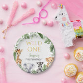 Wild One Safari Dieren Verjaardag Baby shower Papieren Bordje (Feest)