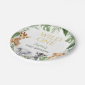 Wild One Safari Dieren Verjaardag Baby shower Papieren Bordje (Gekanteld)