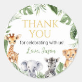 Wild One Safari Dieren Verjaardag Baby shower Ronde Sticker (Voorkant)
