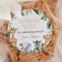 Wild One Safari Dieren Verjaardag Baby shower Ronde Sticker