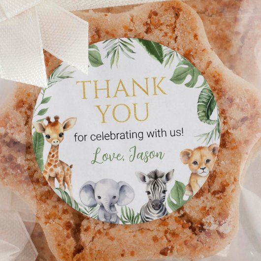 Wild One Safari Dieren Verjaardag Baby shower Ronde Sticker