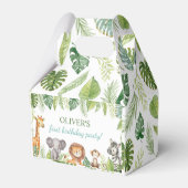 Wild One Safari Dieren Verjaardag Favor Box Bedankdoosjes (Achterkant)