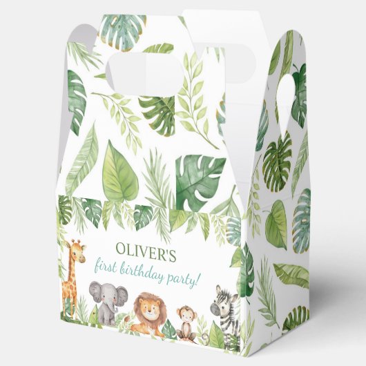 Wild One Safari Dieren Verjaardag Favor Box Bedankdoosjes (Geopend)