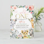 Wild One Safari Dieren Verjaardag Kaart (Staand voorkant)