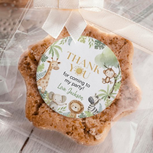 Wild One Safari Dieren Verjaardag Ronde Sticker