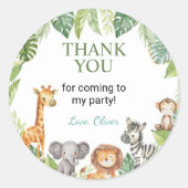 Wild One Safari Dieren Verjaardag Sticker Favor Ta (Voorkant)