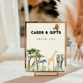 Wild One Safari Dieren Verjaardag Tafel Sign Foto Afdruk