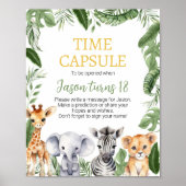 Wild One Safari Dieren Verjaardag Tijd Capsule tek Poster (Voorkant)
