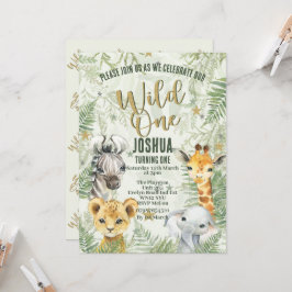 Wild One Safari Dieren Verjaardag Uitnodigingen