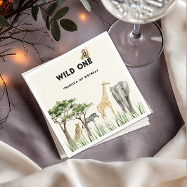 Wild One Safari Dieren Verjaardagsfeestje Servet
