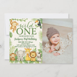 Wild One Safari Dieren Verjaardagsuitnodiging Kaart