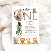 Wild One Safari Dierenballon 1e verjaardag Kaart