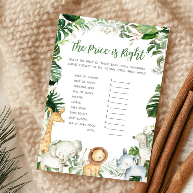 Wild One Safari Douche The Price Is Right Spel (Greenery Jungle Baby Shower  The Price Is Right Game)