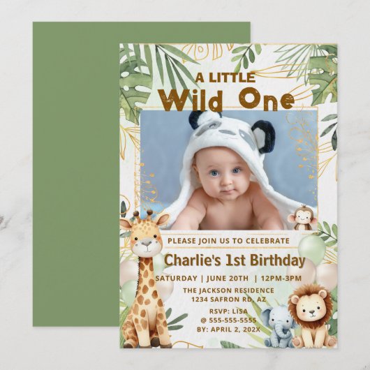 Wild One Safari, eerste uitnodiging (Voorkant / Achterkant)